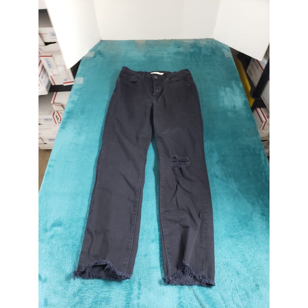 Levis 724 Jeans Size 27 Womens Black Stretch Pants High Rise Straight Cropped